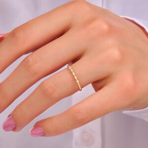 Beaded Thin Ring Enhancer Women Mini Ball Diamond Ring 14k Solid Gold Stackable Wedding Ring Minimalist Dot Pointer Finger Ring image 4