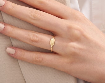 Solid Gold Sun Signet Ring 14k Real Gold Pinky Ring for Women Sun Engraved Dainty Ring Celestial Stacking Band Slim Signet Ring Gift for Her