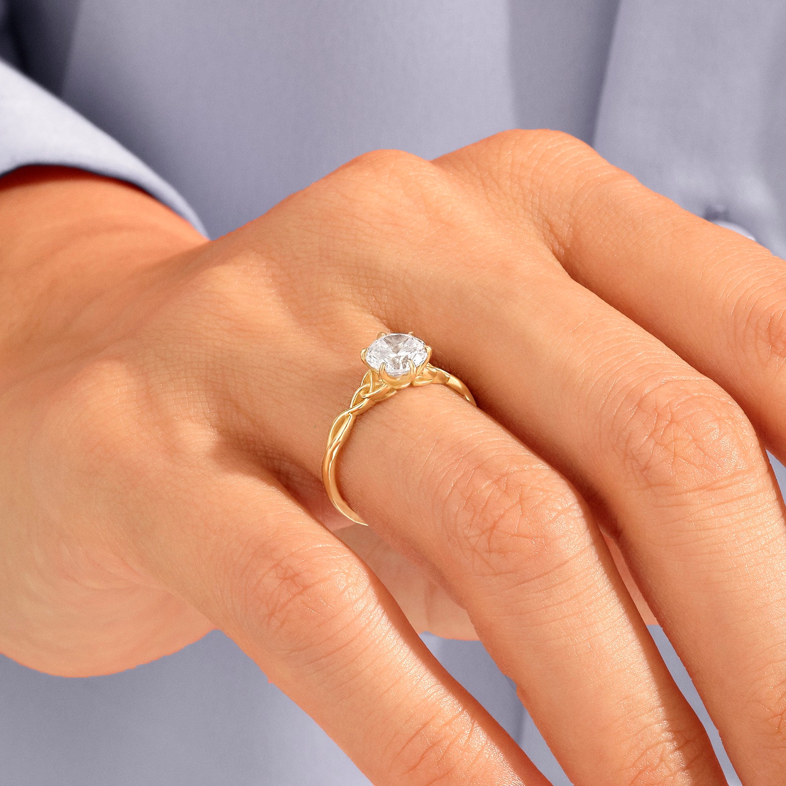 Moissanite Celtic Knot Engagement Ring 14kt Solid Gold Etsy