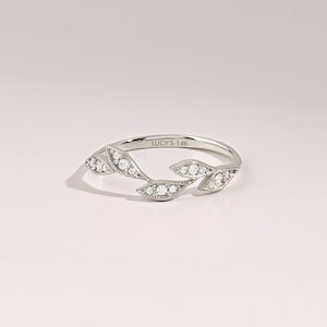 Diamond Iconic Leaf Ring 14k Solid Gold Vine Wedding Ring Botanical Diamond Ring Minimalist Leaves Ring Floral Ring Women Real Gold image 4