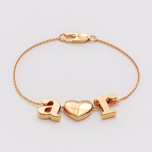 14k Gold Letter Bracelet, Solid Gold Initial Bracelet, Womens Moving Charm Bracelet, Custom Bracelet, Personalized Jewelry Gifts image 7