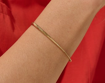 14k Gold Snake Chain Bracelet, Solid Gold Bracelet, Mens Gold Bracelet, Womens Gold Bracelet, Minimalist Bracelet, Dainty Matching Bracelet