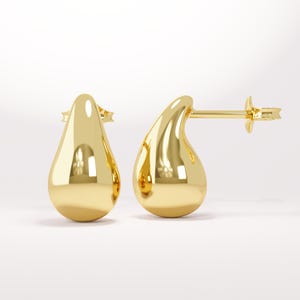14k Solid Gold Teardrop Earrings • Minimalist Small Drop Earrings for Women • Dainty Everyday Jewelry Gift • Sold as Single or Pair