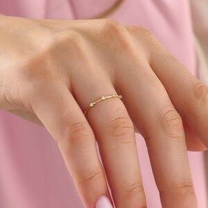 Solid Gold Stacking Ring, Ultra Thin Moissanite Ring Stackable, 10K 14K 18K Real Gold, 1mm Wedding Band, 1/4 Sizes Available Bild 4