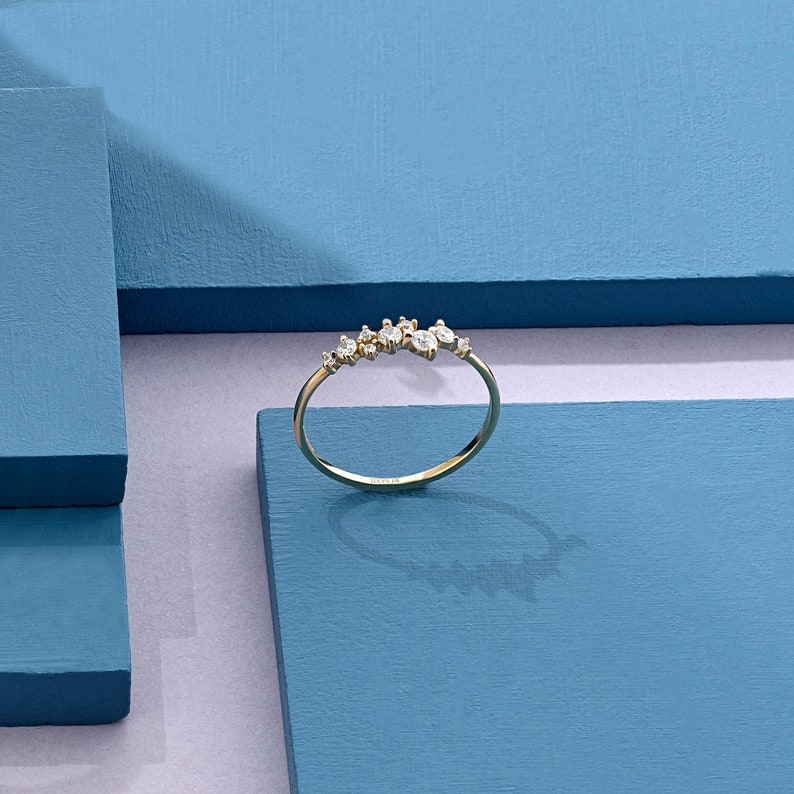 Diamond Iconic Cluster Ring 14k Solid Gold Wedding Ring - Etsy UK
