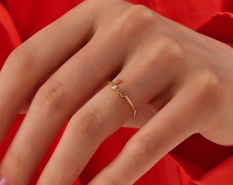 Diamond Love Band Ring | 14k Love Script Ring Women | Dainty Love Promise Ring | Thin Gold Love Word Ring | Delicate Pinky Ring Gold