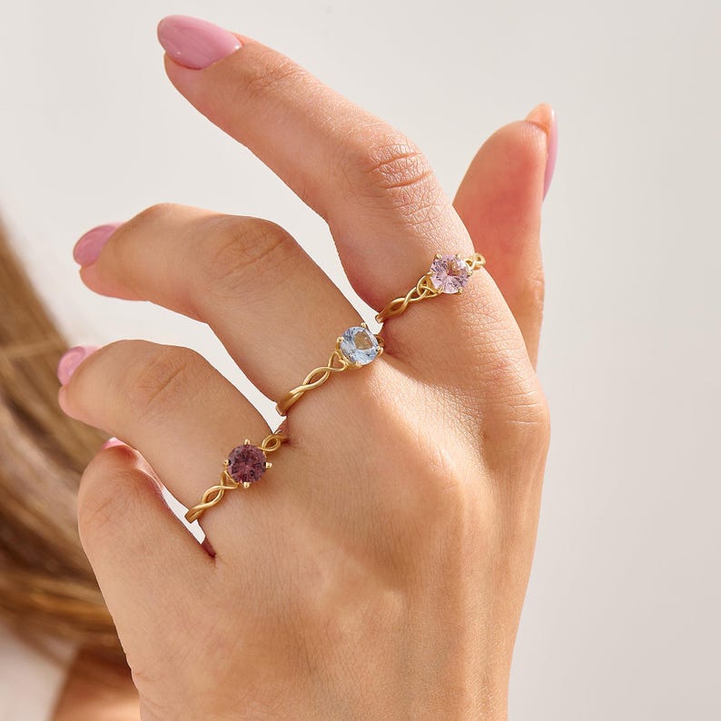 Morganite Engagement Ring 14K Solid Gold Celtic Knot Ring Round Pink Morganite Ring for Her image 10