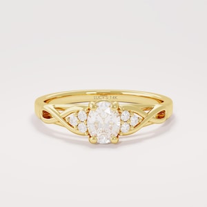 14k Solid Gold Oval Moissanite Ring • Irish Knot Engagement Band • Braided Dainty Ring for Women • Symbolic Jewelry Gift for Her