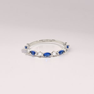 Marquise Cut Sapphire Marriage Ring Alternating Wedding image 2