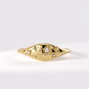 Diamanten sterring – 14k gouden hemelse pinkring voor dames