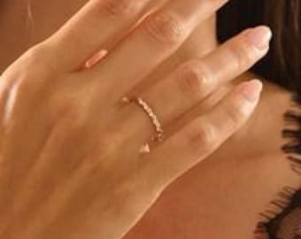Diamond Wedding Band, 14K Solid Gold Dainty Natural Diamond Ring, Thin Stackable Band for Women, Anniversary Gift For Her
