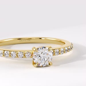 Diamant-Solitärring im Rundschliff, minimalistischer Verlobungsring aus 14-karätigem Massivgold, 0,30 ct