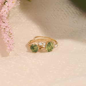 14 Kt Hexagon Moss Agate Celtic Ring, Solid Gold Solitaire Anniversary Ring, Irish Knot Promise Ring, Aquatic Green Crystal Promise Band image 4