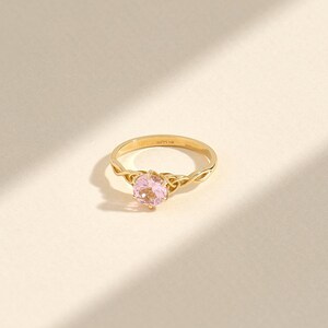 Morganite Engagement Ring 14K Solid Gold Celtic Knot Ring Round Pink Morganite Ring for Her image 4