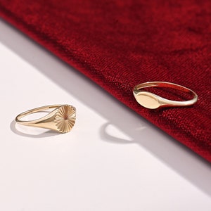 Solid Gold Sun Signet Ring, 14k Sunburst Statement Ring, Minimalist Sunrise Pinky Ring, Dainty Midi Ring For Women, Handmade Jewelry Gifts image 8