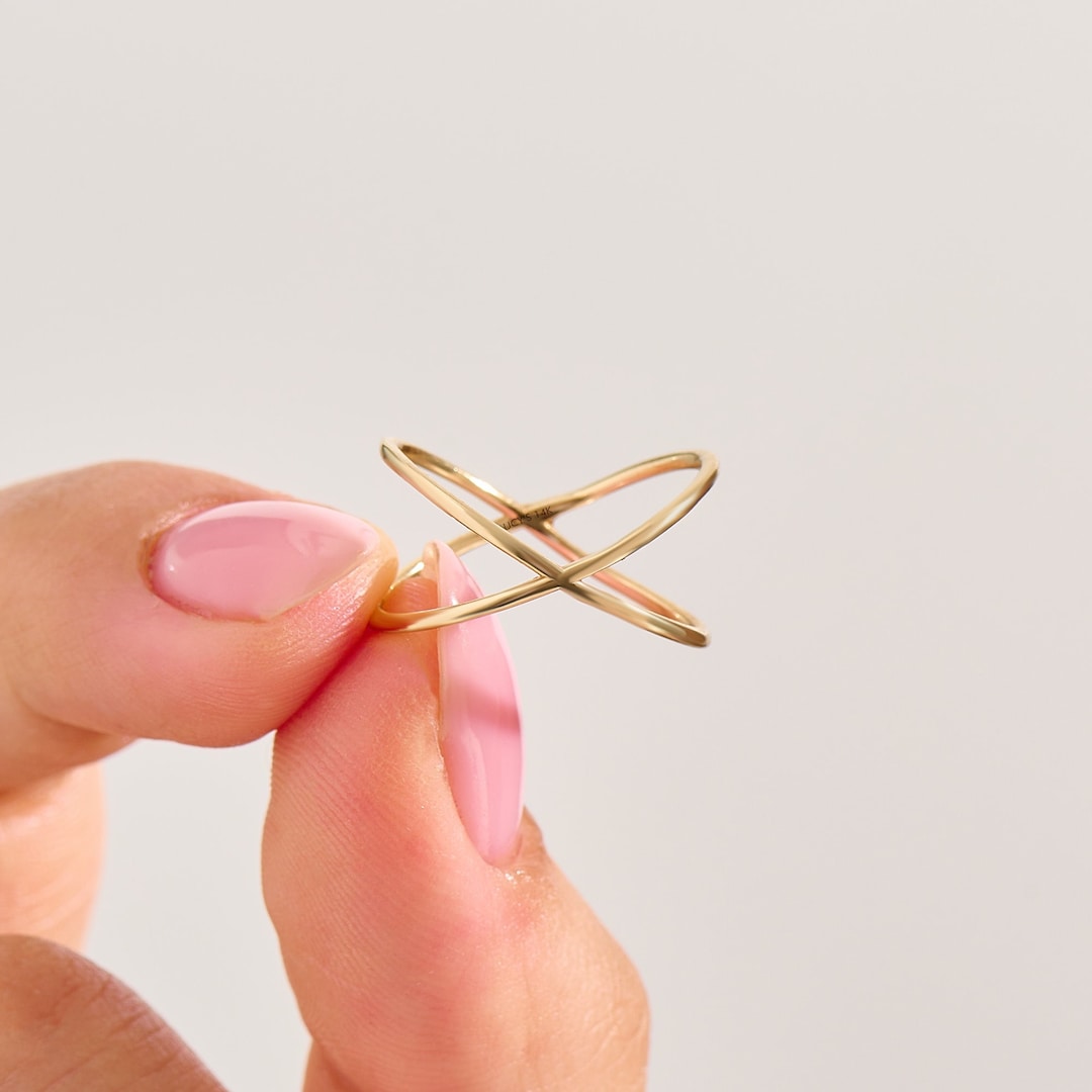 Buy 14K Solid Gold X Ring – Minimalist Criss Cross Thumb Ring, Pointer Ring  for Women Online in India - Etsy