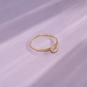 Diamond Simple Engagement Ring, 14k Solid Gold 0.25ct Basic Solitaire Ring, 6 Prong Tiny Diamond Ring, Minimalist Proposal Bridal Gift Ring image 7