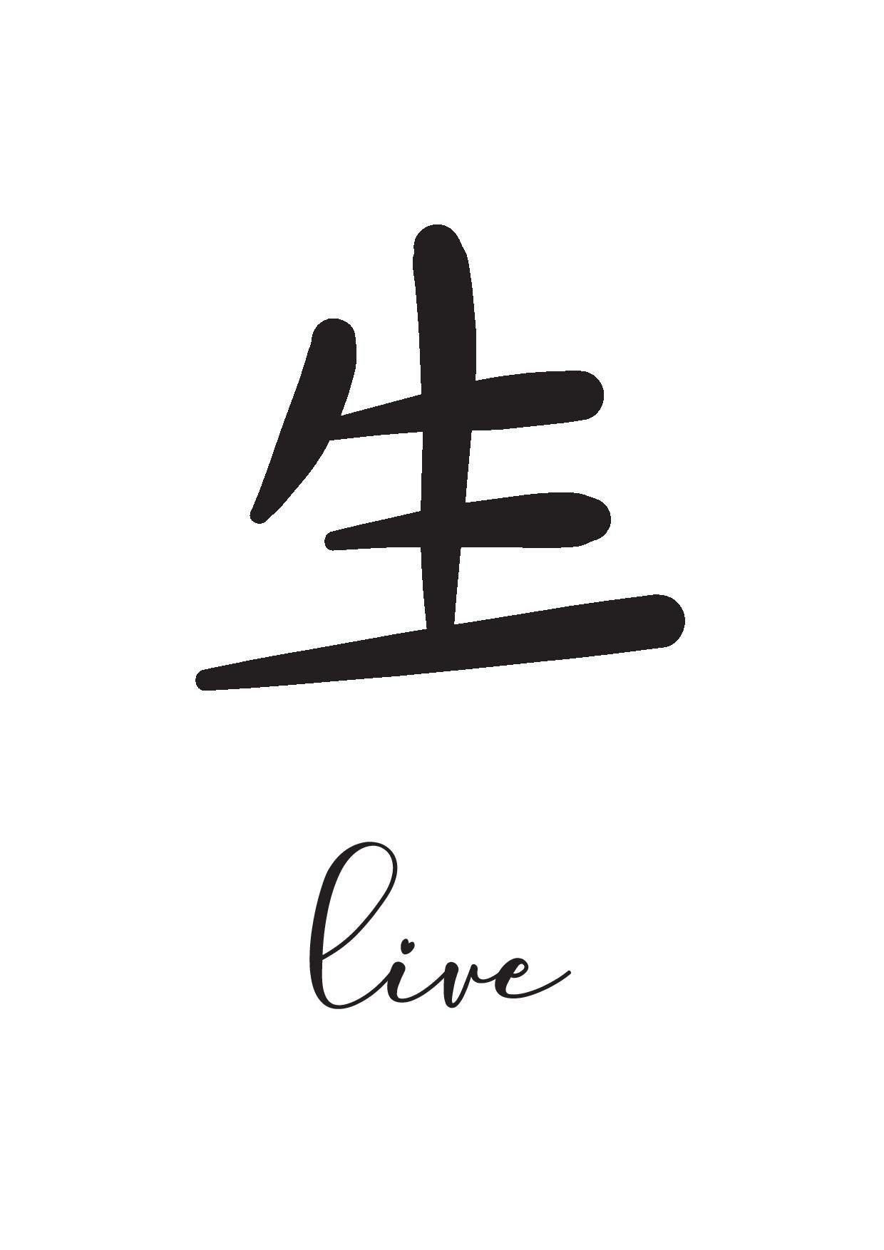 Live Laugh Love Japanese Chinese Characters Black and White Etsy