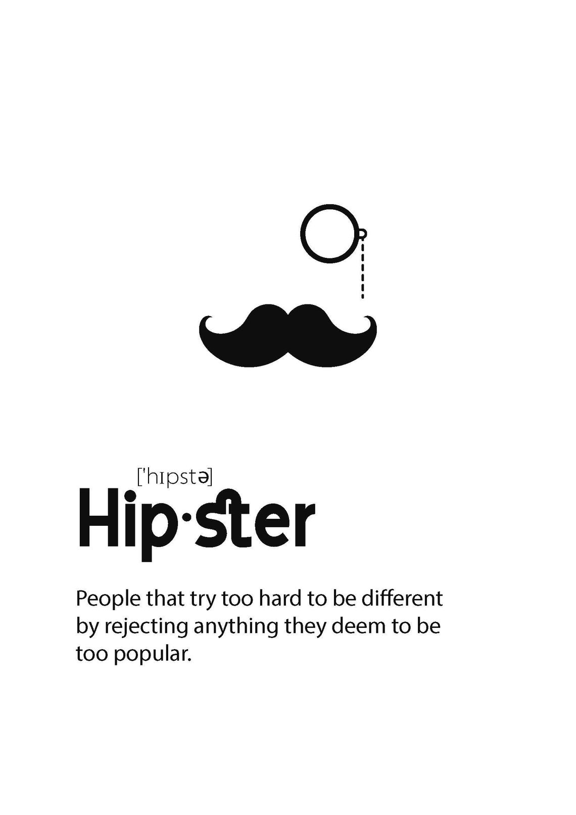 Hipster Moustache Monocle Dictionary Definition Black and Etsy