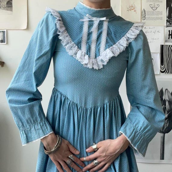 blue babydoll dress with collar Willow - Baby Girls Baptism Gown main image 1