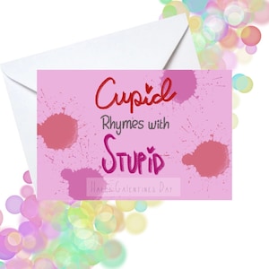 Rimas cupidos con galentines estúpidos, tarjeta de San Valentín