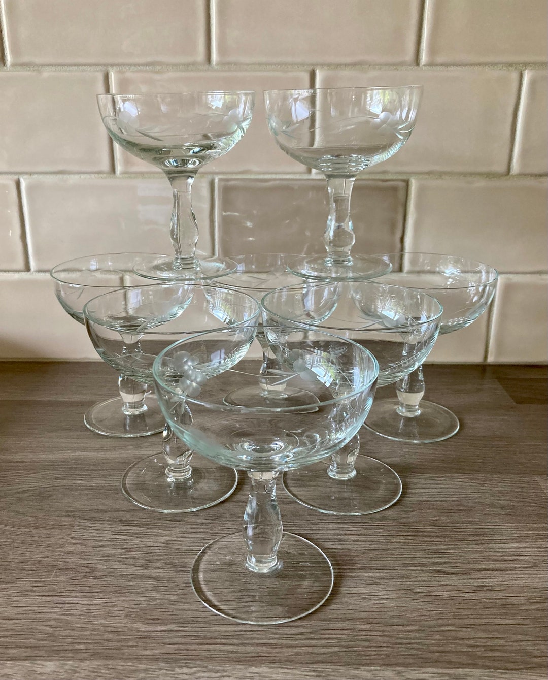 Vintage Champagne Coupe Glasses set of 8 Etsy UK