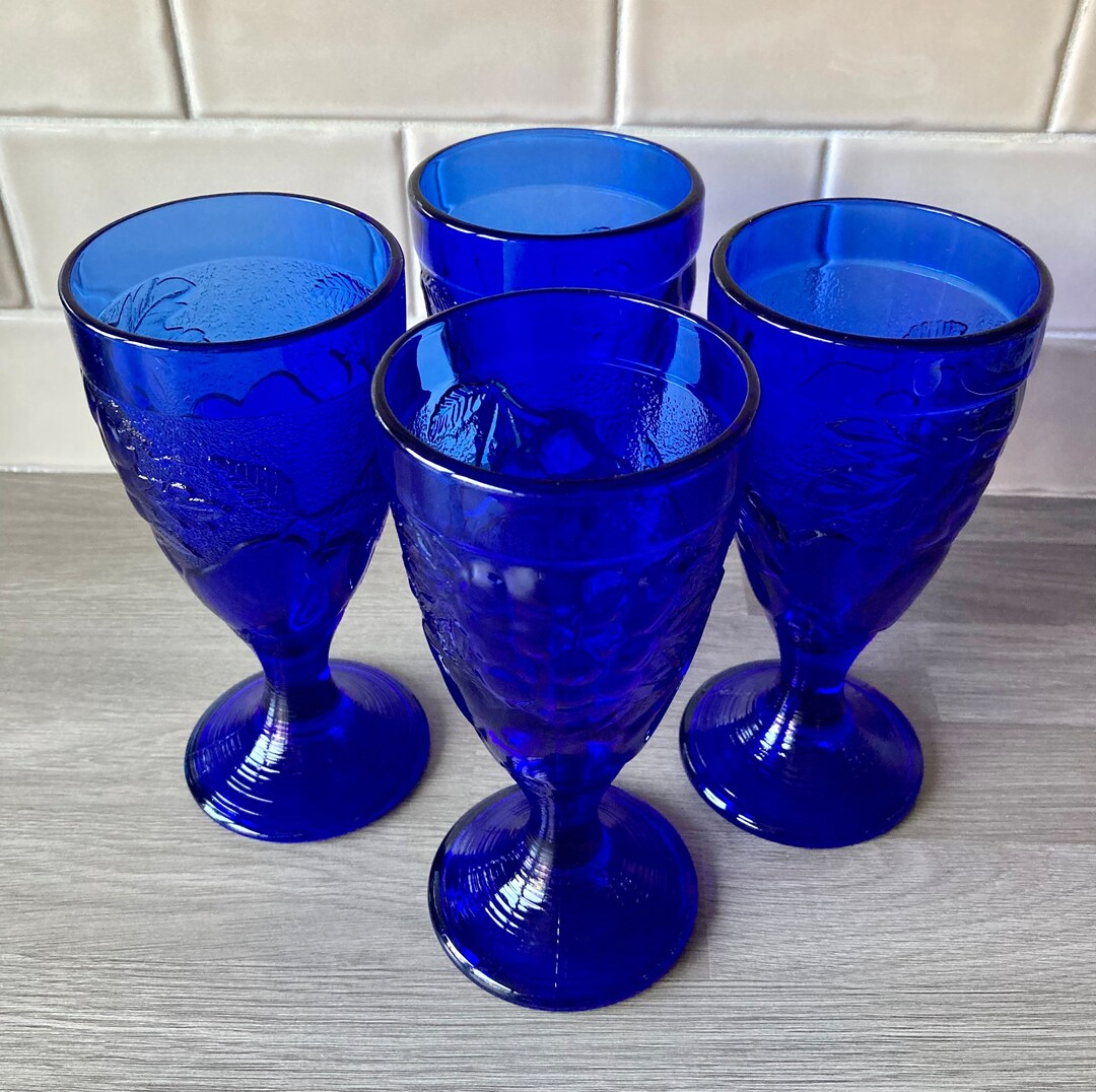 Cobalt Blue Ice Cream Sundae Glasses Set of 4 Etsy UK