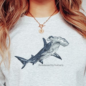 Shark Sweatshirt, Hammer Shark, Pullover, Sea Life Shirt, Environment, Womens Sweatshirt, Mens Sweatshirt, Gifts for Men, Gifts for Women