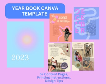 Modèle sur toile de table basse Year Book pour 2023 ou 2024 Livre de souvenirs DIY