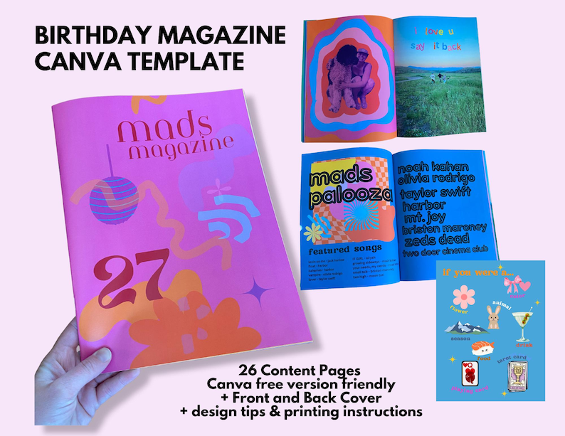 新しい誕生日マガジンCANVAテンプレートDIYカスタマイズ可能な誕生日カード親友、姉妹、DIY母の日ギフトのアイデア、思いやりのあるユニークな 画像 1