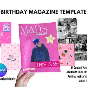 Birthday Magazine CANVA Template Pink Funky Theme Birthday Magazine DIY Customizable Canva Magazine for Girlfriend, Best Friend, Sister Gift