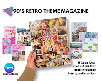 古き良き時代レトロ90年代/2000年代バースデーマガジンCanvaテンプレート無料版幼なじみや長年の友人にぴったり