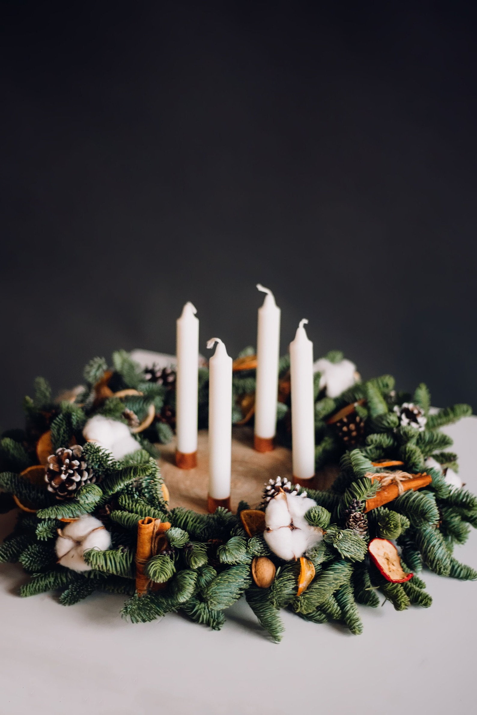 Advent Wreath with wood candleholder, Advent Wreath, Adventskranz, Wreath, Christmas Decoration, Christmas Table centerpiece, Table Wreath