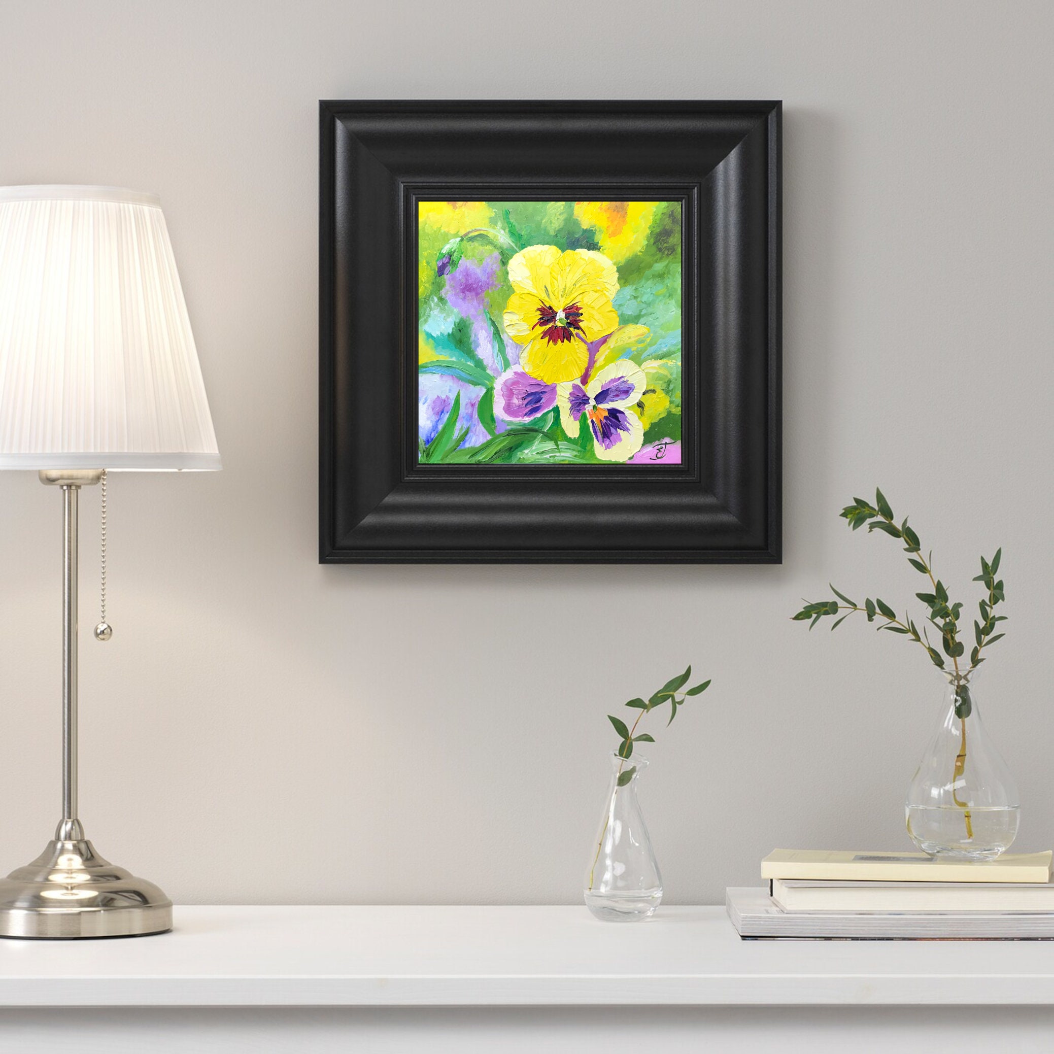 Pansy Painting Floral Original Art Flower Wall Art Pansies Etsy