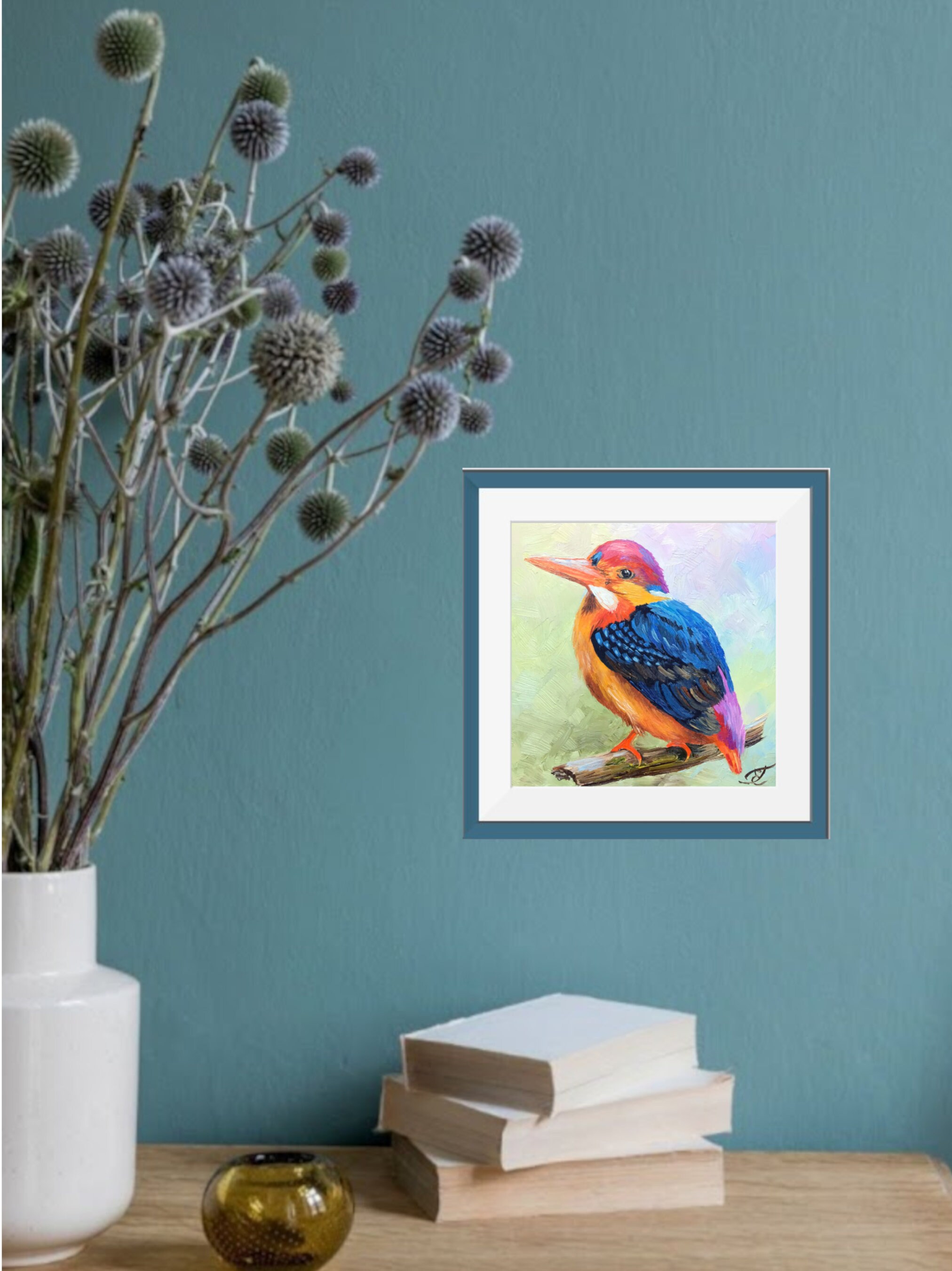 Kingfisher Painting Bird Original Art Kingfisher Bird Wall Art | Etsy
