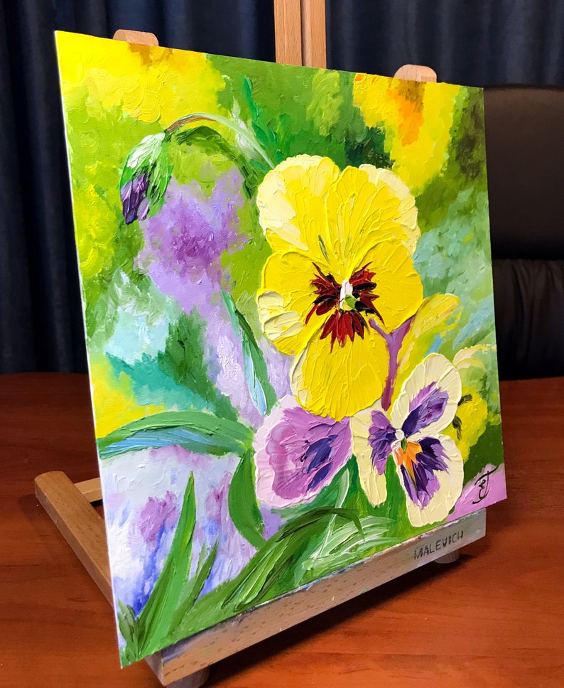 Pansy Painting Floral Original Art Flower Wall Art Pansies Etsy