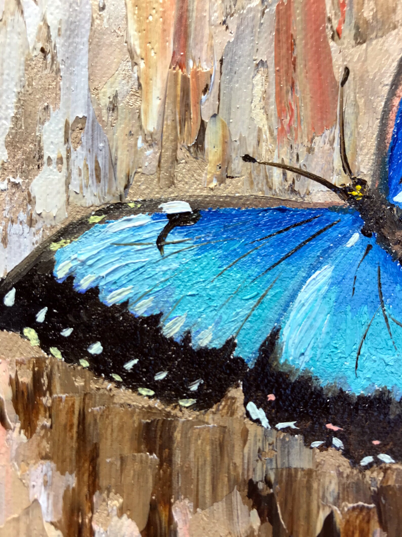 Butterfly Painting Insect Original Art Blue Butterfly Wall Art Etsy