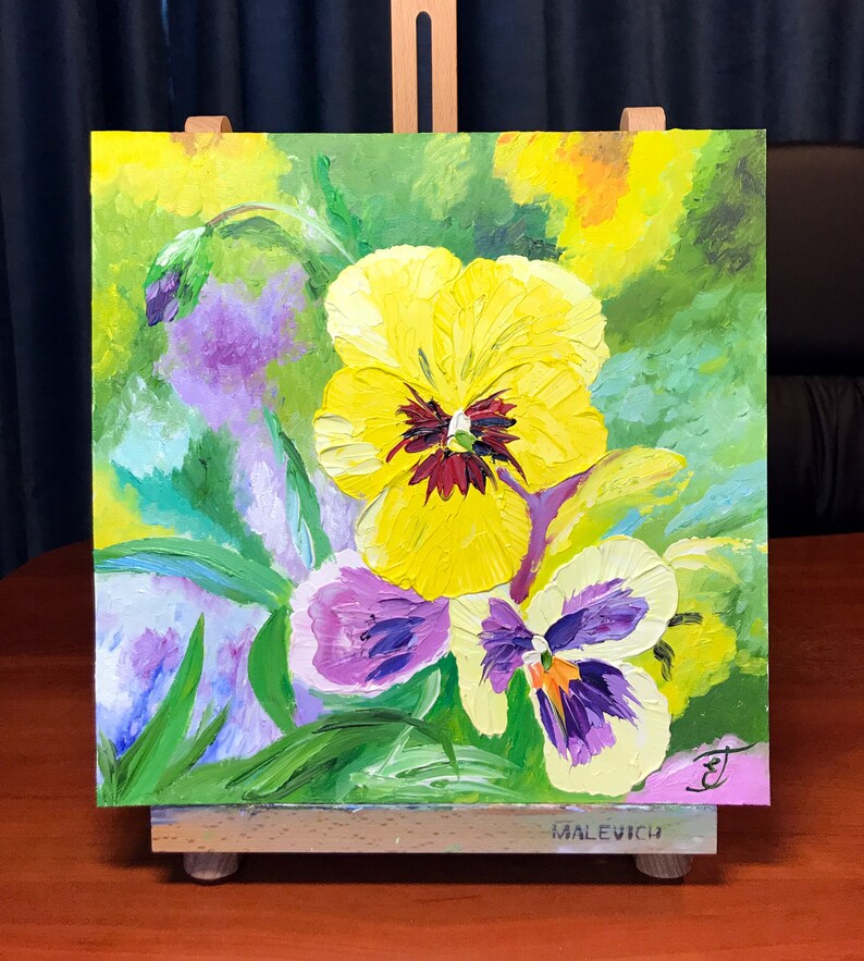 Pansy Painting Floral Original Art Flower Wall Art Pansies Etsy