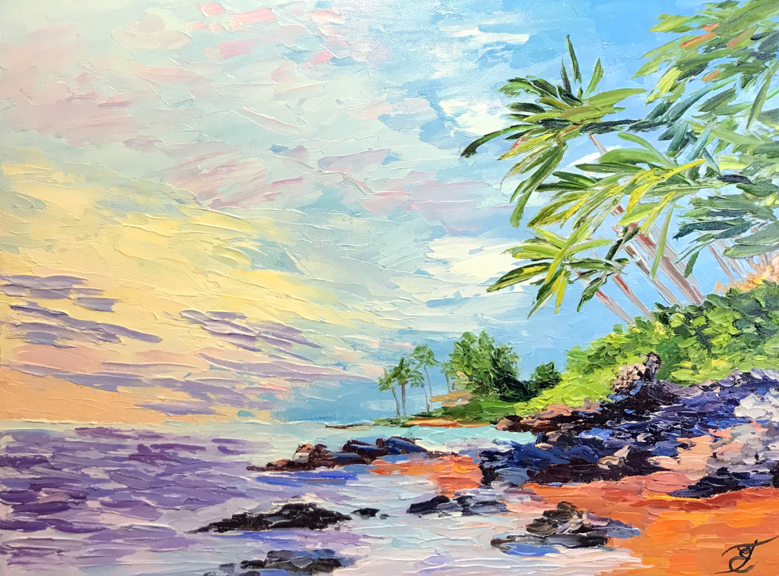 Hawaii Painting Seascape Original Art Tropical Abstract Wall Etsy
