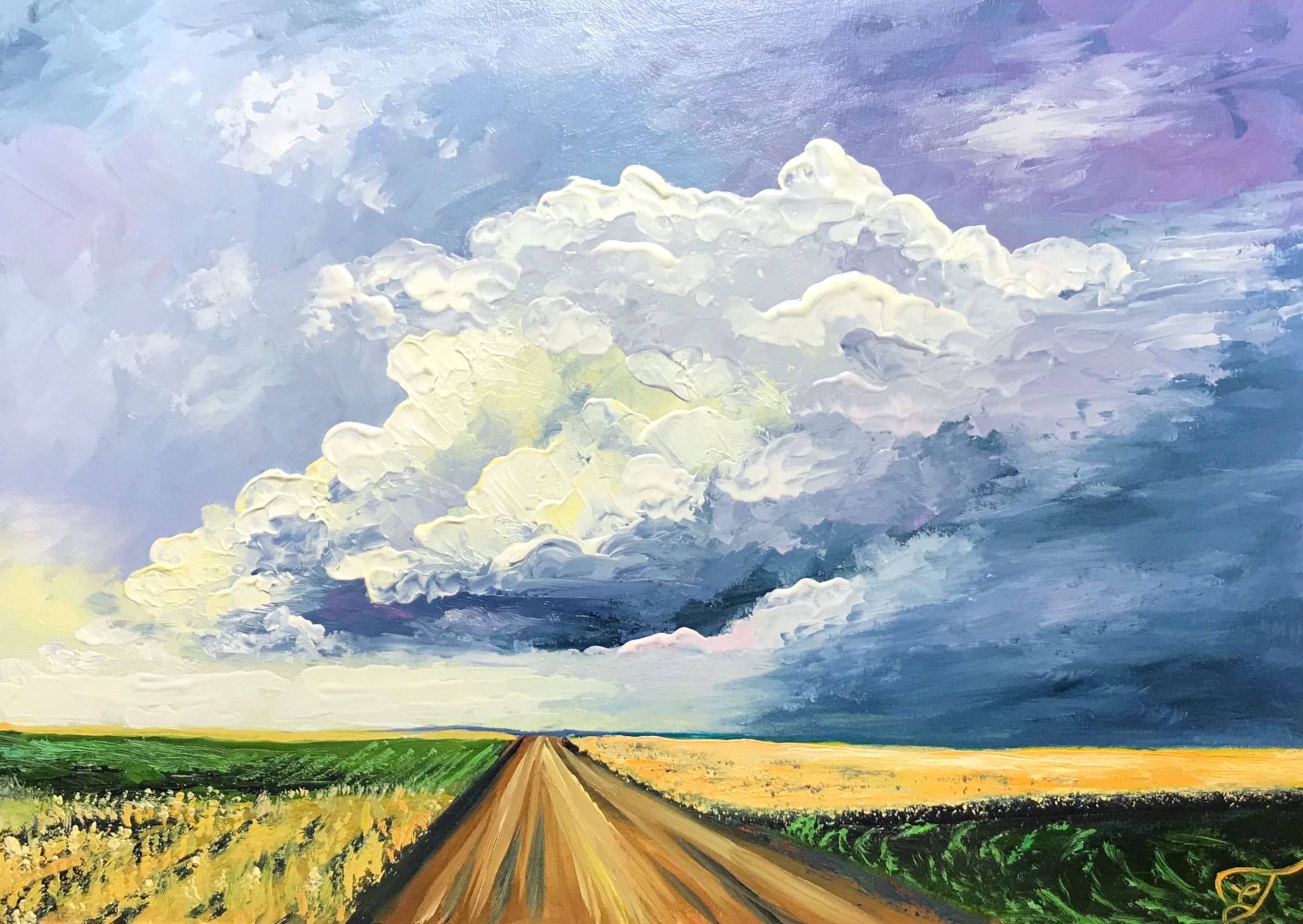 Cloud Painting Landscape Original Art Storm Sky Wall Art Etsy