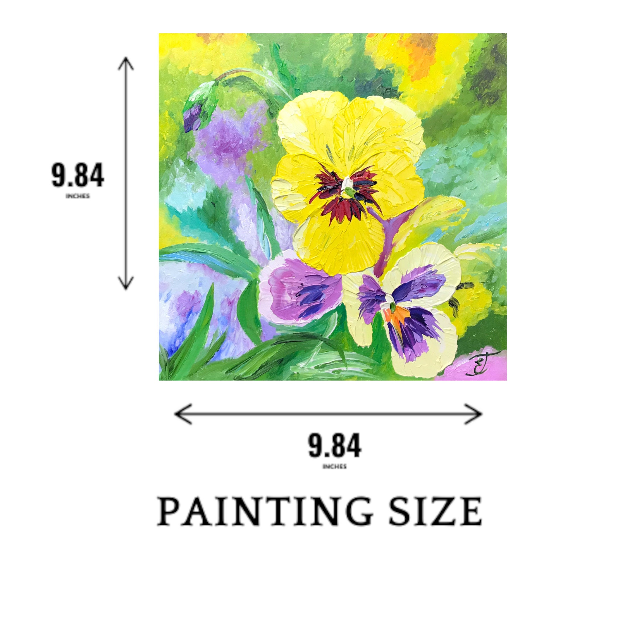 Pansy Painting Floral Original Art Flower Wall Art Pansies Etsy