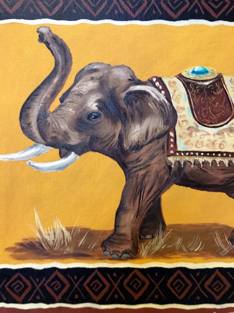 Elephant Painting Animal Original Art Africa Wall Art Elephant Etsy