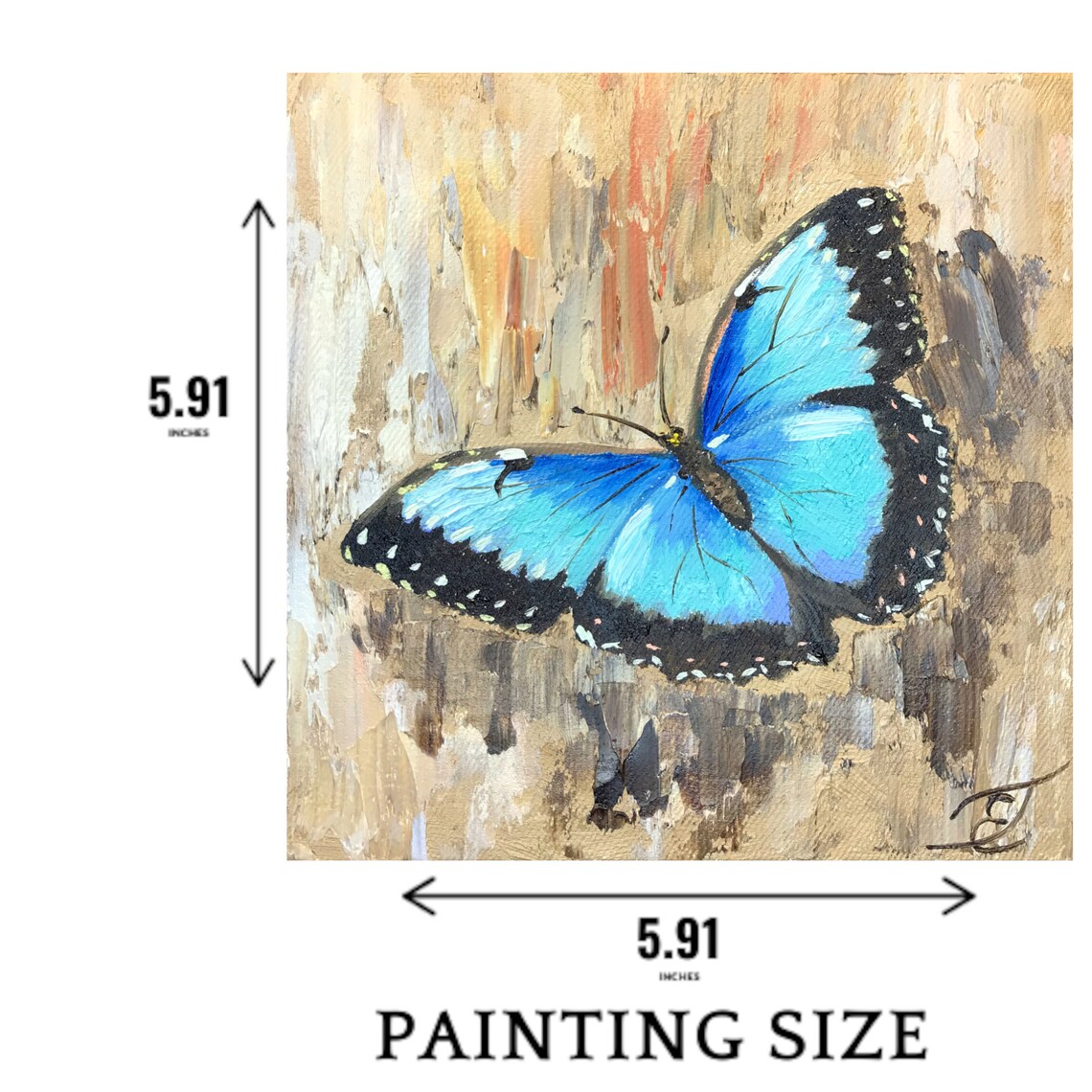 Butterfly Painting Insect Original Art Blue Butterfly Wall Art Etsy