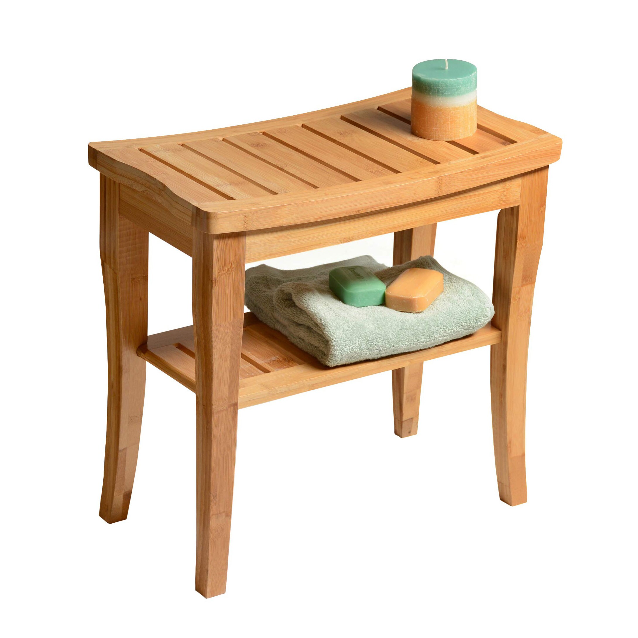 Premium Bamboo Shower Bench with Shelf Wooden 2Tier Etsy