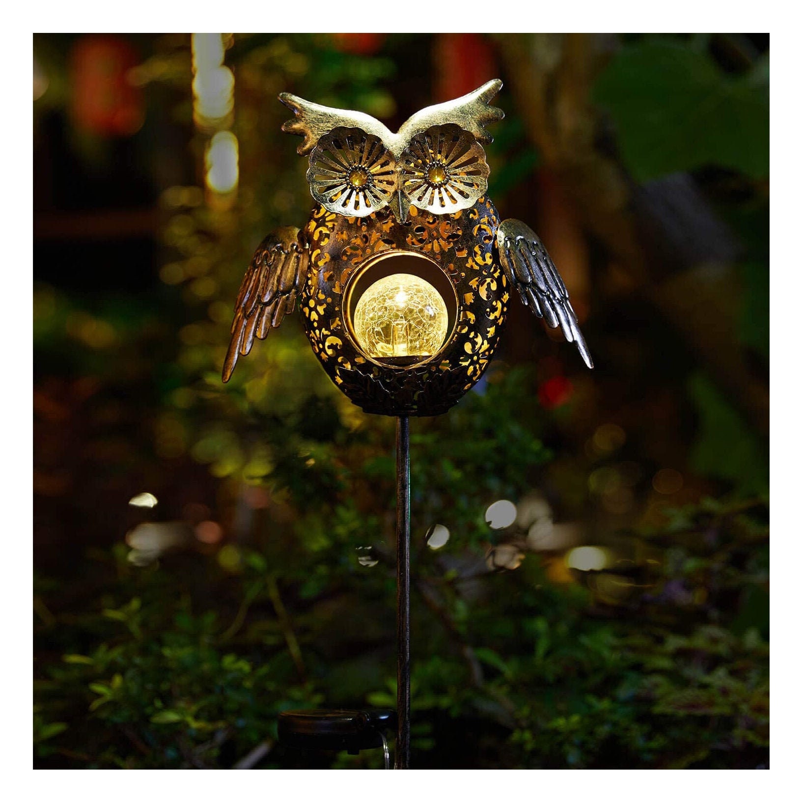 Solar Powered Bronze OWL Lantern Light Lighting Lights Hanging Etsy