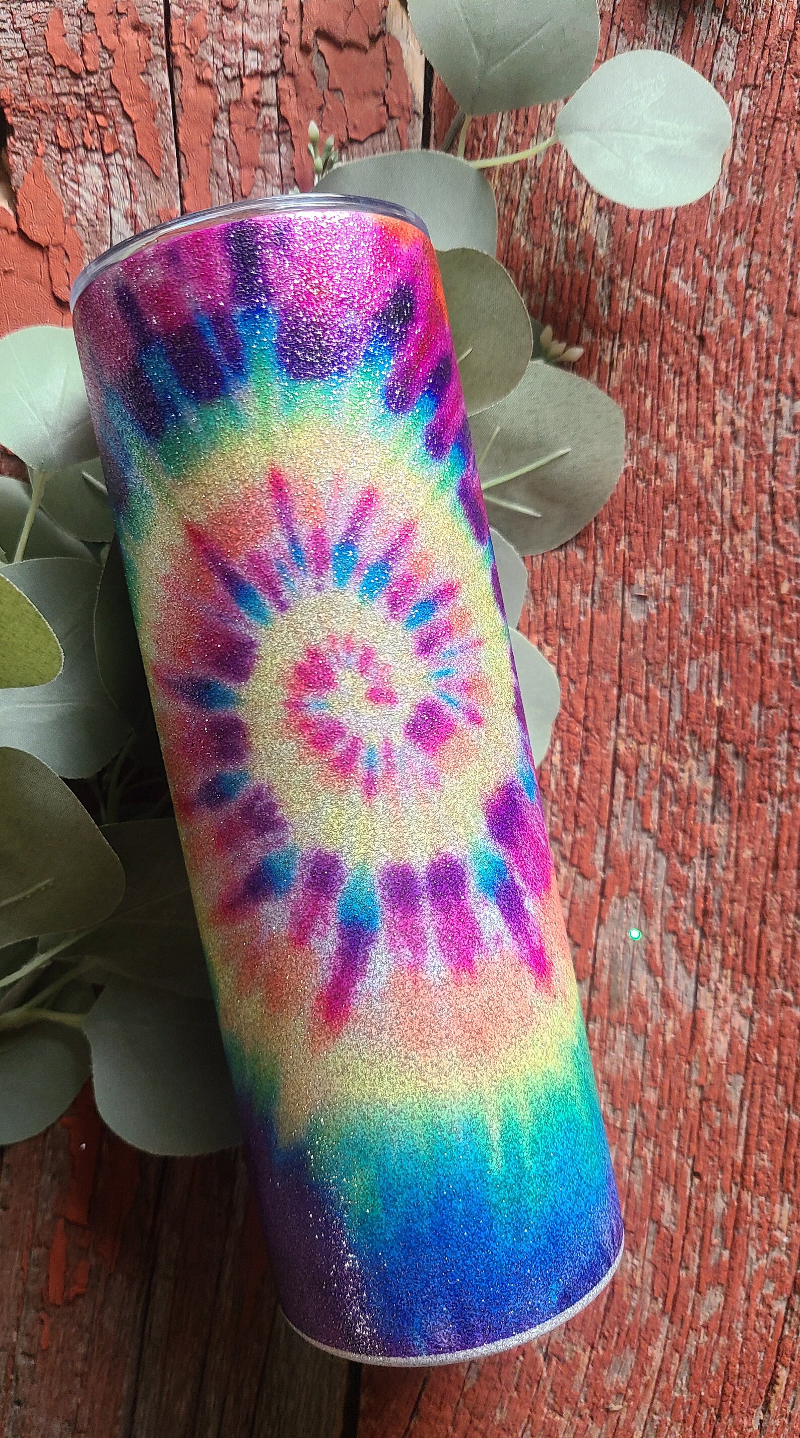 20 Ounce Glitter Sublimation Tie Dye Tumbler Etsy