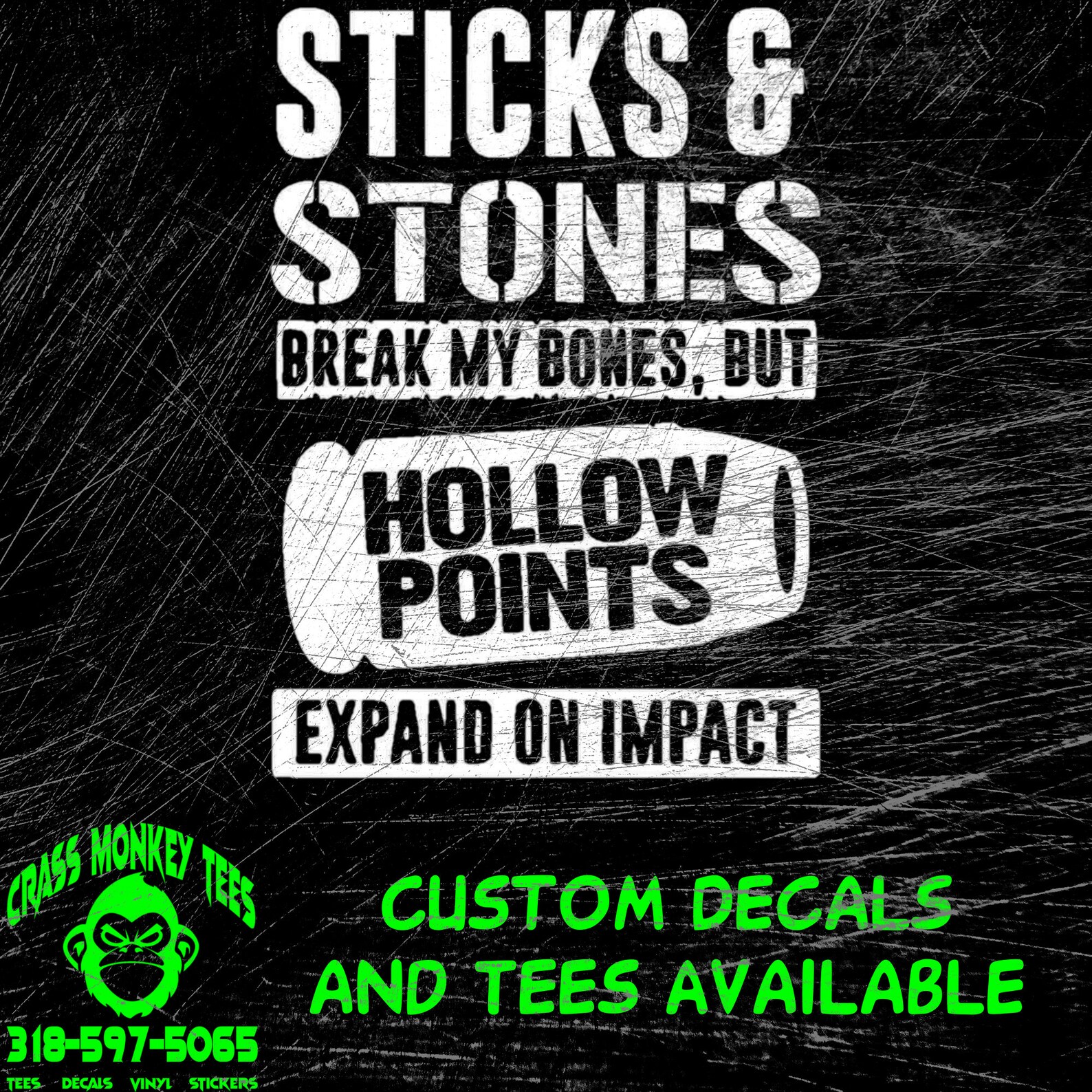Sticks and Stones May Break My Bones but Hollow-points Expand - Etsy