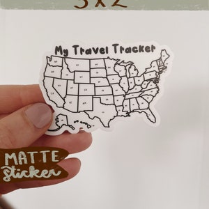 My Travel Tracker sticker/ travel sticker/ track your travels/ USA travel tracker/ traveler sticker/ color your own sticker