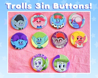 Trolls 3in Buttons!