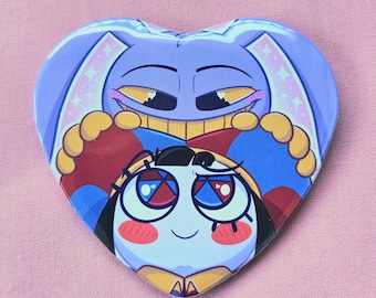 Funnybunny 2in Heart Button - Pomni&Jax